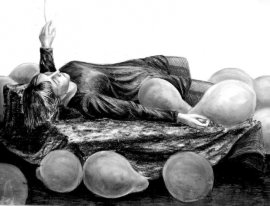 Modelka z balonami Ludwika Cybulska
