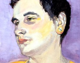 Portret żółto-fioletowy akryl