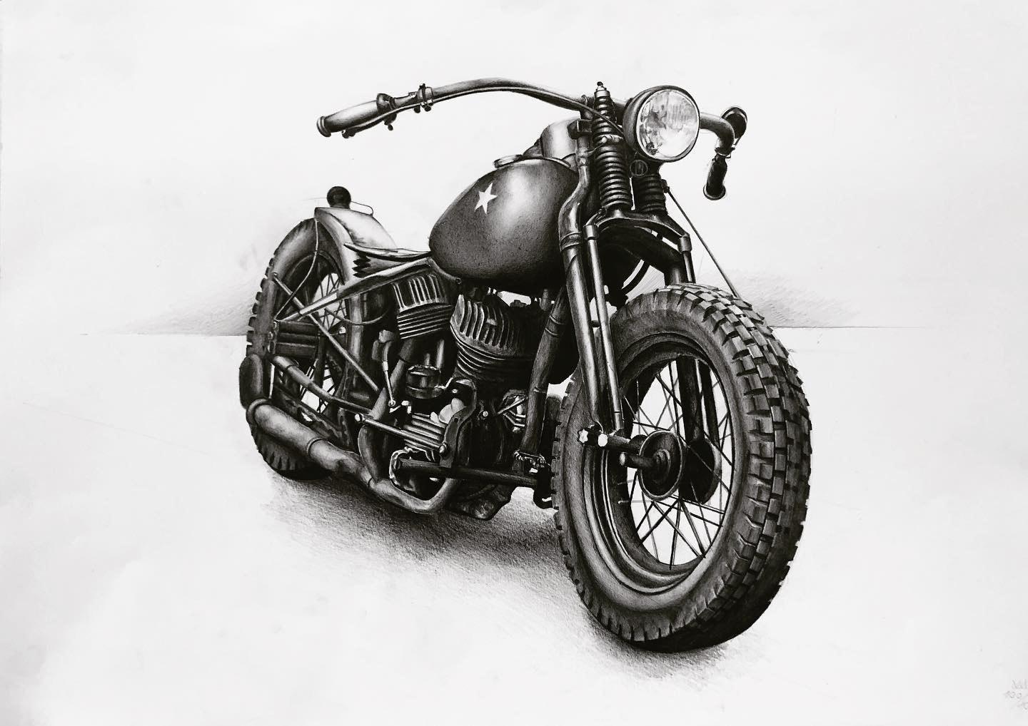 Świetnie narysowany motocykl Mikołaja Mateusiaka
